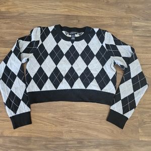 Street waer society Crop sweater women's black and gray size M